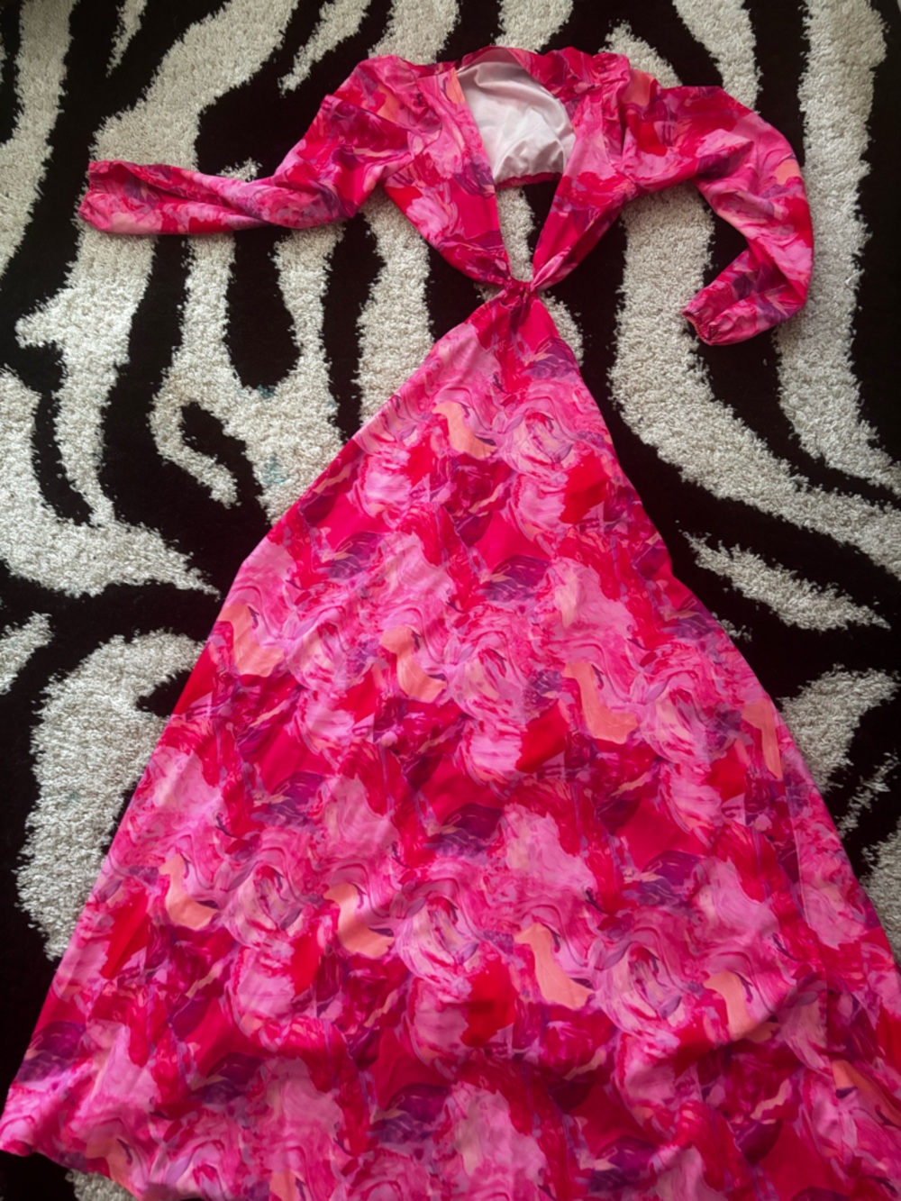 & Other Stories Pink and Magenta Long Sleeve Maxi Dress